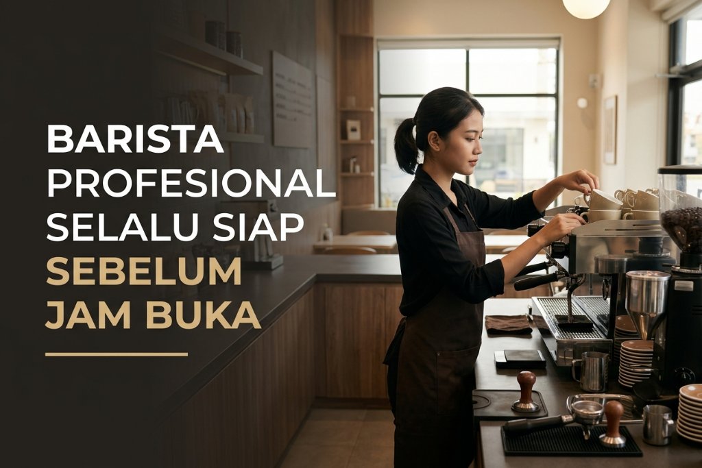 Barista Profesional Selalu Siap Sebelum Jam Buka